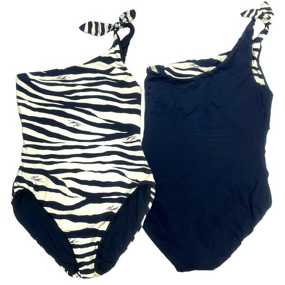 Michael Kors‎ Reversible One-Piece Swimsuit One Shoulder Soft Cup Bra Women's 8 - Picture 1 of 15